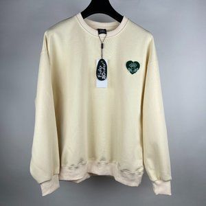 Soft Cream Embroidered Logo Sweatshirt – Casual Elegance Collection